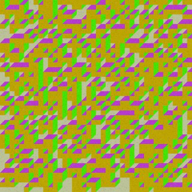 Edward Zajec 'in 1971' deki Il Cubo 'sunun uygulanması. Esasen 8 taştan oluşan bir Truchet fayans seti ve yerleştirme sanatı illüstrasyonu için kurallar