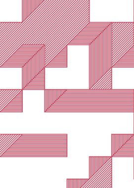 Edward Zajec 'in 1971' deki Il Cubo 'sunun uygulanması. Esasen 8 taştan oluşan bir Truchet fayans seti ve yerleştirme sanatı illüstrasyonu için kurallar