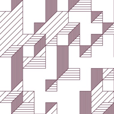 Edward Zajec 'in 1971' deki Il Cubo 'sunun uygulanması. Esasen 8 taştan oluşan bir Truchet fayans seti ve yerleştirme sanatı illüstrasyonu için kurallar