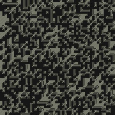 Edward Zajec 'in 1971' deki Il Cubo 'sunun uygulanması. Esasen 8 taştan oluşan bir Truchet fayans seti ve yerleştirme sanatı illüstrasyonu için kurallar