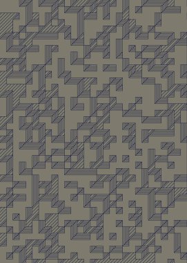 Edward Zajec 'in 1971' deki Il Cubo 'sunun uygulanması. Esasen 8 taştan oluşan bir Truchet fayans seti ve yerleştirme sanatı illüstrasyonu için kurallar