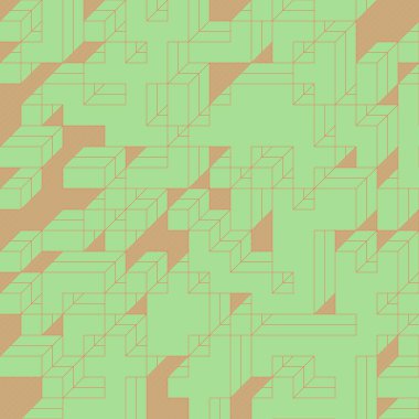 Edward Zajec 'in 1971' deki Il Cubo 'sunun uygulanması. Esasen 8 taştan oluşan bir Truchet fayans seti ve yerleştirme sanatı illüstrasyonu için kurallar