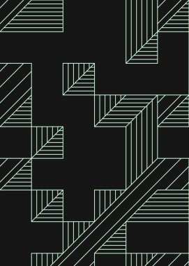 Edward Zajec 'in 1971' deki Il Cubo 'sunun uygulanması. Esasen 8 taştan oluşan bir Truchet fayans seti ve yerleştirme sanatı illüstrasyonu için kurallar