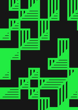 Edward Zajec 'in 1971' deki Il Cubo 'sunun uygulanması. Esasen 8 taştan oluşan bir Truchet fayans seti ve yerleştirme sanatı illüstrasyonu için kurallar