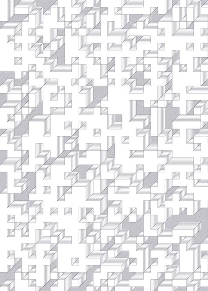 Edward Zajec 'in 1971' deki Il Cubo 'sunun uygulanması. Esasen 8 taştan oluşan bir Truchet fayans seti ve yerleştirme sanatı illüstrasyonu için kurallar