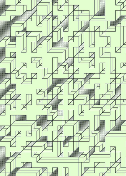 Edward Zajec 'in 1971' deki Il Cubo 'sunun uygulanması. Esasen 8 taştan oluşan bir Truchet fayans seti ve yerleştirme sanatı illüstrasyonu için kurallar