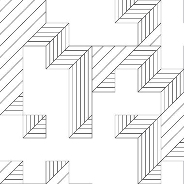 Edward Zajec 'in 1971' deki Il Cubo 'sunun uygulanması. Esasen 8 taştan oluşan bir Truchet fayans seti ve yerleştirme sanatı illüstrasyonu için kurallar