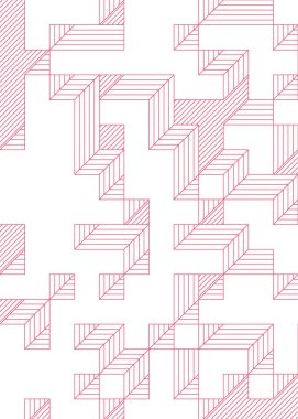 Edward Zajec 'in 1971' deki Il Cubo 'sunun uygulanması. Esasen 8 taştan oluşan bir Truchet fayans seti ve yerleştirme sanatı illüstrasyonu için kurallar