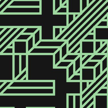 Edward Zajec 'in 1971' deki Il Cubo 'sunun uygulanması. Esasen 8 taştan oluşan bir Truchet fayans seti ve yerleştirme sanatı illüstrasyonu için kurallar