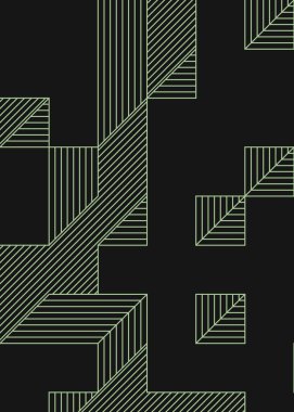 Edward Zajec 'in 1971' deki Il Cubo 'sunun uygulanması. Esasen 8 taştan oluşan bir Truchet fayans seti ve yerleştirme sanatı illüstrasyonu için kurallar