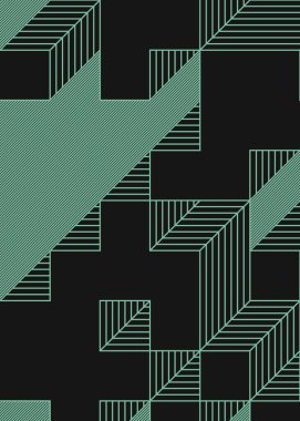 Edward Zajec 'in 1971' deki Il Cubo 'sunun uygulanması. Esasen 8 taştan oluşan bir Truchet fayans seti ve yerleştirme sanatı illüstrasyonu için kurallar