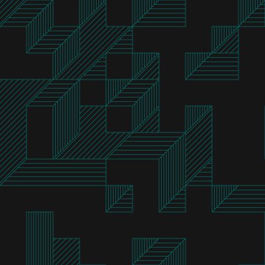 Edward Zajec 'in 1971' deki Il Cubo 'sunun uygulanması. Esasen 8 taştan oluşan bir Truchet fayans seti ve yerleştirme sanatı illüstrasyonu için kurallar