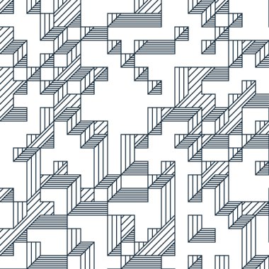 Edward Zajec 'in 1971' deki Il Cubo 'sunun uygulanması. Esasen 8 taştan oluşan bir Truchet fayans seti ve yerleştirme sanatı illüstrasyonu için kurallar