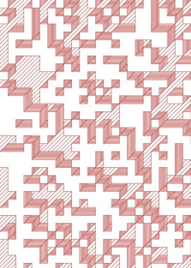 Edward Zajec 'in 1971' deki Il Cubo 'sunun uygulanması. Esasen 8 taştan oluşan bir Truchet fayans seti ve yerleştirme sanatı illüstrasyonu için kurallar