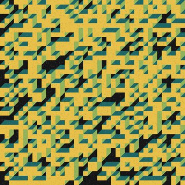 Edward Zajec 'in 1971' deki Il Cubo 'sunun uygulanması. Esasen 8 taştan oluşan bir Truchet fayans seti ve yerleştirme sanatı illüstrasyonu için kurallar