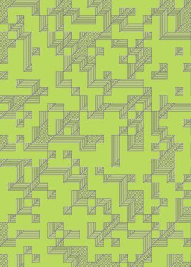 Edward Zajec 'in 1971' deki Il Cubo 'sunun uygulanması. Esasen 8 taştan oluşan bir Truchet fayans seti ve yerleştirme sanatı illüstrasyonu için kurallar