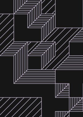 Edward Zajec 'in 1971' deki Il Cubo 'sunun uygulanması. Esasen 8 taştan oluşan bir Truchet fayans seti ve yerleştirme sanatı illüstrasyonu için kurallar