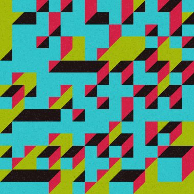 Edward Zajec 'in 1971' deki Il Cubo 'sunun uygulanması. Esasen 8 taştan oluşan bir Truchet fayans seti ve yerleştirme sanatı illüstrasyonu için kurallar