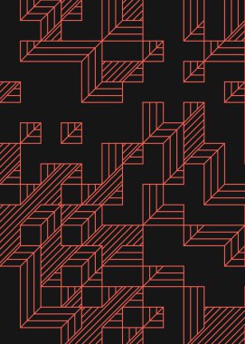 Edward Zajec 'in 1971' deki Il Cubo 'sunun uygulanması. Esasen 8 taştan oluşan bir Truchet fayans seti ve yerleştirme sanatı illüstrasyonu için kurallar