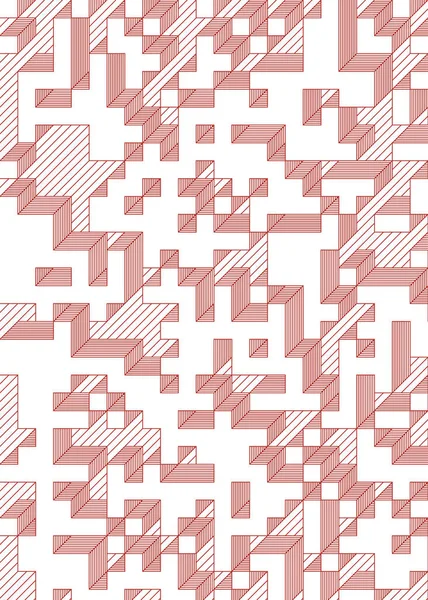 Edward Zajec 'in 1971' deki Il Cubo 'sunun uygulanması. Esasen 8 taştan oluşan bir Truchet fayans seti ve yerleştirme sanatı illüstrasyonu için kurallar