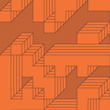 Edward Zajec 'in 1971' deki Il Cubo 'sunun uygulanması. Esasen 8 taştan oluşan bir Truchet fayans seti ve yerleştirme sanatı illüstrasyonu için kurallar