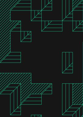 Edward Zajec 'in 1971' deki Il Cubo 'sunun uygulanması. Esasen 8 taştan oluşan bir Truchet fayans seti ve yerleştirme sanatı illüstrasyonu için kurallar