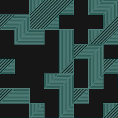 Edward Zajec 'in 1971' deki Il Cubo 'sunun uygulanması. Esasen 8 taştan oluşan bir Truchet fayans seti ve yerleştirme sanatı illüstrasyonu için kurallar