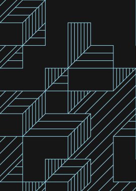 Edward Zajec 'in 1971' deki Il Cubo 'sunun uygulanması. Esasen 8 taştan oluşan bir Truchet fayans seti ve yerleştirme sanatı illüstrasyonu için kurallar