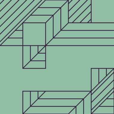 Edward Zajec 'in 1971' deki Il Cubo 'sunun uygulanması. Esasen 8 taştan oluşan bir Truchet fayans seti ve yerleştirme sanatı illüstrasyonu için kurallar