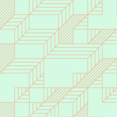 Edward Zajec 'in 1971' deki Il Cubo 'sunun uygulanması. Esasen 8 taştan oluşan bir Truchet fayans seti ve yerleştirme sanatı illüstrasyonu için kurallar