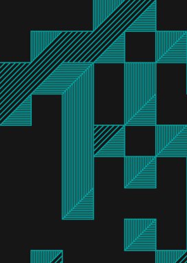 Edward Zajec 'in 1971' deki Il Cubo 'sunun uygulanması. Esasen 8 taştan oluşan bir Truchet fayans seti ve yerleştirme sanatı illüstrasyonu için kurallar