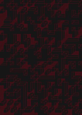 Edward Zajec 'in 1971' deki Il Cubo 'sunun uygulanması. Esasen 8 taştan oluşan bir Truchet fayans seti ve yerleştirme sanatı illüstrasyonu için kurallar