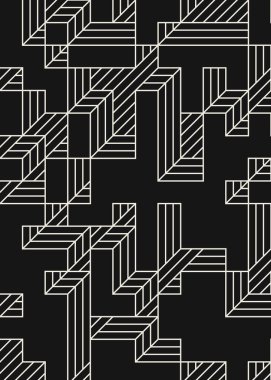 Edward Zajec 'in 1971' deki Il Cubo 'sunun uygulanması. Esasen 8 taştan oluşan bir Truchet fayans seti ve yerleştirme sanatı illüstrasyonu için kurallar