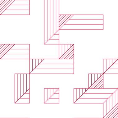 Edward Zajec 'in 1971' deki Il Cubo 'sunun uygulanması. Esasen 8 taştan oluşan bir Truchet fayans seti ve yerleştirme sanatı illüstrasyonu için kurallar