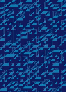 Edward Zajec 'in 1971' deki Il Cubo 'sunun uygulanması. Esasen 8 taştan oluşan bir Truchet fayans seti ve yerleştirme sanatı illüstrasyonu için kurallar