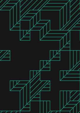 Edward Zajec 'in 1971' deki Il Cubo 'sunun uygulanması. Esasen 8 taştan oluşan bir Truchet fayans seti ve yerleştirme sanatı illüstrasyonu için kurallar