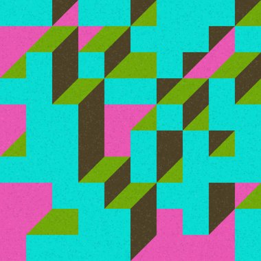 Edward Zajec 'in 1971' deki Il Cubo 'sunun uygulanması. Esasen 8 taştan oluşan bir Truchet fayans seti ve yerleştirme sanatı illüstrasyonu için kurallar