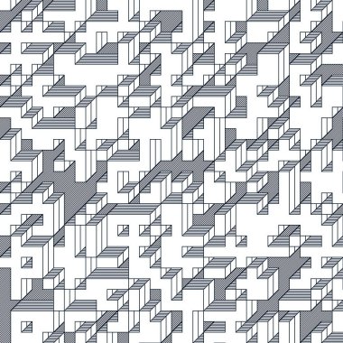 Edward Zajec 'in 1971' deki Il Cubo 'sunun uygulanması. Esasen 8 taştan oluşan bir Truchet fayans seti ve yerleştirme sanatı illüstrasyonu için kurallar