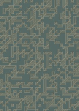 Edward Zajec 'in 1971' deki Il Cubo 'sunun uygulanması. Esasen 8 taştan oluşan bir Truchet fayans seti ve yerleştirme sanatı illüstrasyonu için kurallar