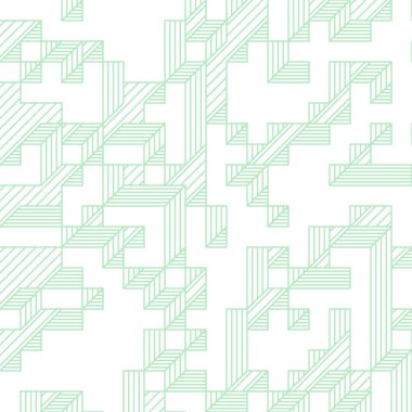 Edward Zajec 'in 1971' deki Il Cubo 'sunun uygulanması. Esasen 8 taştan oluşan bir Truchet fayans seti ve yerleştirme sanatı illüstrasyonu için kurallar