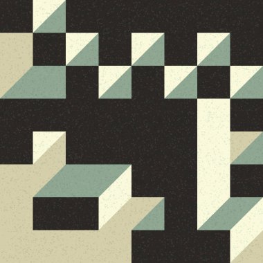 Edward Zajec 'in 1971' deki Il Cubo 'sunun uygulanması. Esasen 8 taştan oluşan bir Truchet fayans seti ve yerleştirme sanatı illüstrasyonu için kurallar