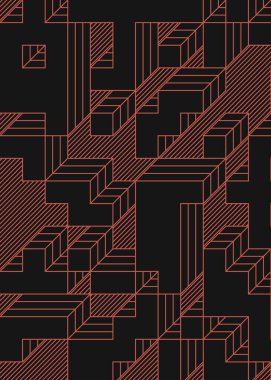 Edward Zajec 'in 1971' deki Il Cubo 'sunun uygulanması. Esasen 8 taştan oluşan bir Truchet fayans seti ve yerleştirme sanatı illüstrasyonu için kurallar