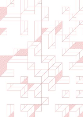 Edward Zajec 'in 1971' deki Il Cubo 'sunun uygulanması. Esasen 8 taştan oluşan bir Truchet fayans seti ve yerleştirme sanatı illüstrasyonu için kurallar