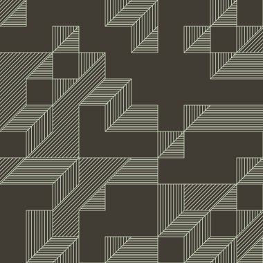 Edward Zajec 'in 1971' deki Il Cubo 'sunun uygulanması. Esasen 8 taştan oluşan bir Truchet fayans seti ve yerleştirme sanatı illüstrasyonu için kurallar