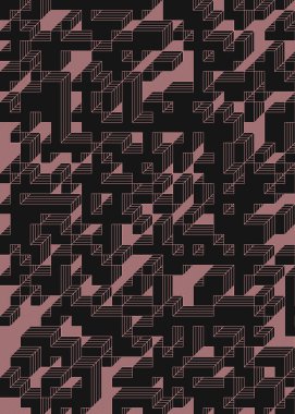 Edward Zajec 'in 1971' deki Il Cubo 'sunun uygulanması. Esasen 8 taştan oluşan bir Truchet fayans seti ve yerleştirme sanatı illüstrasyonu için kurallar