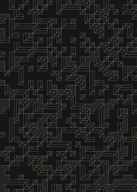 Edward Zajec 'in 1971' deki Il Cubo 'sunun uygulanması. Esasen 8 taştan oluşan bir Truchet fayans seti ve yerleştirme sanatı illüstrasyonu için kurallar