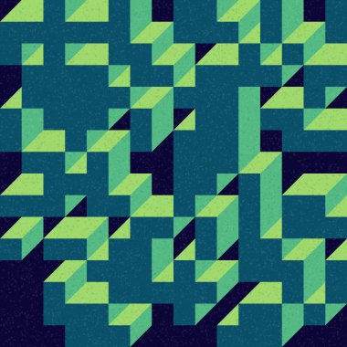 Edward Zajec 'in 1971' deki Il Cubo 'sunun uygulanması. Esasen 8 taştan oluşan bir Truchet fayans seti ve yerleştirme sanatı illüstrasyonu için kurallar