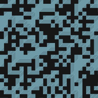 Edward Zajec 'in 1971' deki Il Cubo 'sunun uygulanması. Esasen 8 taştan oluşan bir Truchet fayans seti ve yerleştirme sanatı illüstrasyonu için kurallar