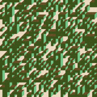 Edward Zajec 'in 1971' deki Il Cubo 'sunun uygulanması. Esasen 8 taştan oluşan bir Truchet fayans seti ve yerleştirme sanatı illüstrasyonu için kurallar