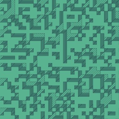 Edward Zajec 'in 1971' deki Il Cubo 'sunun uygulanması. Esasen 8 taştan oluşan bir Truchet fayans seti ve yerleştirme sanatı illüstrasyonu için kurallar